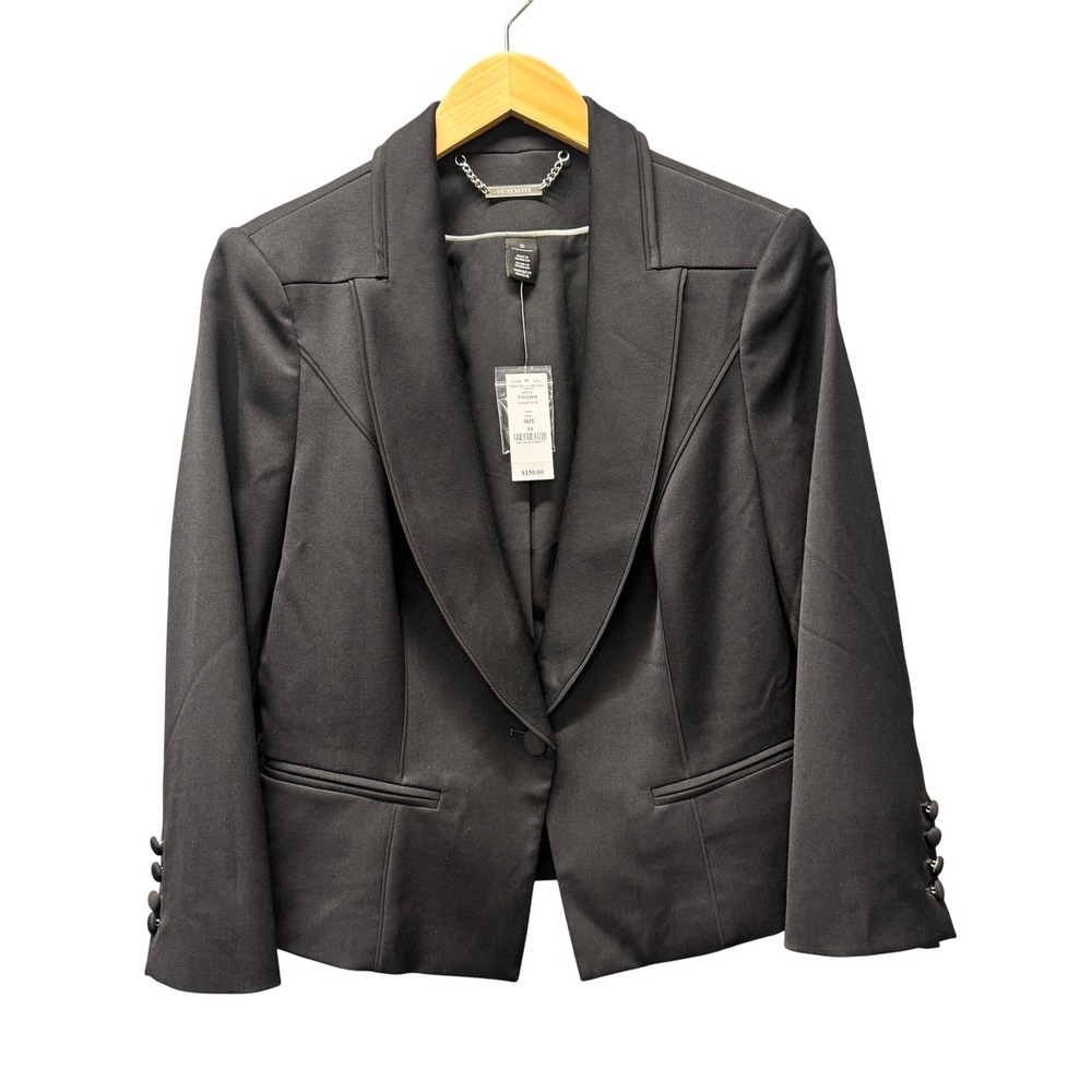 White House Black Market Jacket Womens 10 Cropped Tuxedo Black Formal NOS NEW